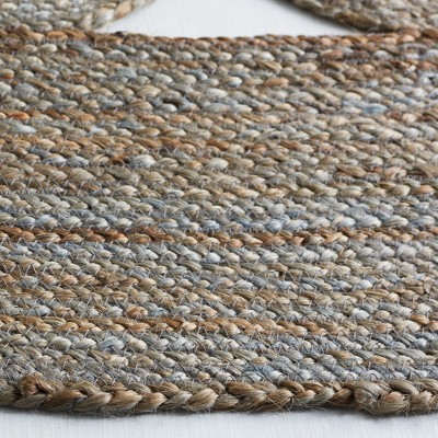 Hand-Knotted Boho Charm Gray Jute 6'6" Round Area Rug