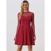 Allegra K Women's Heart Mesh Sheer Long Sleeve Gothic Cocktail Skater Party Dress - 3 of 4