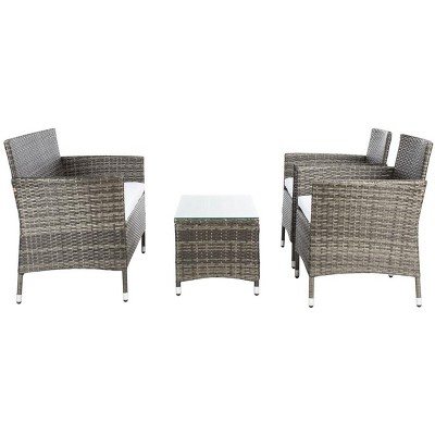 Bandele 4 Piece Grey Wicker Patio Set with Cushions
