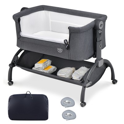 Image of Babyjoy 3-in-1 Portable Baby Bassinet Bedside Sleeper Cradle with Mattress& Storage Basket