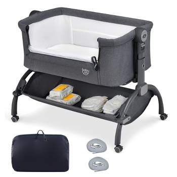 Babyjoy 3-in-1 Portable Baby Bassinet Bedside Sleeper Cradle with Mattress& Storage Basket