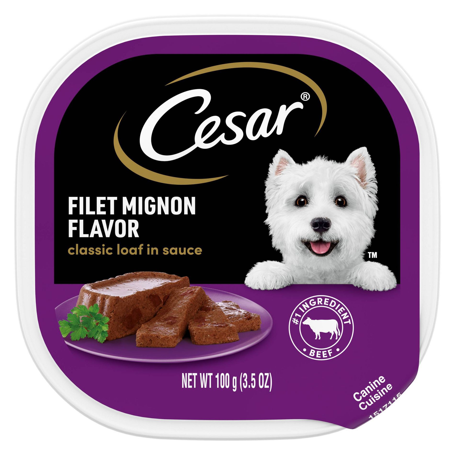 Cesar Steak, Beef, Gravy and Red Meat Flavor Classic Loaf in Sauce Small Breed Wet Dog Food - 3.5oz