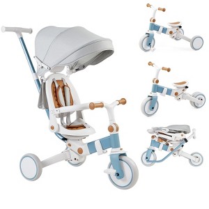 Acekool 7-in-1 Folding Baby Tricycle with Adjustable Parent Handle, Safety Harness, Wheel Brakes & Removable Canopy - 1 of 4