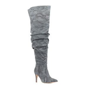 Fashion To Figure Women's Sana Scrunched Thigh high - Wide Width - 11, SILVER REFLECTIVE CA - 1 of 4