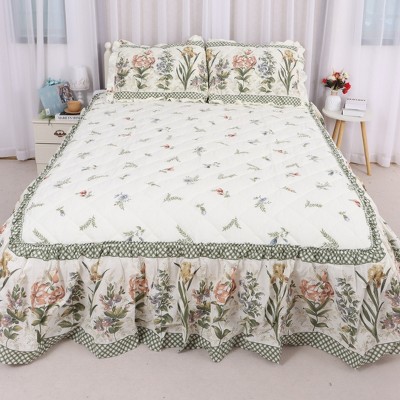 Acoinel Lightweight Cotton Bedspread Set Red Flowers