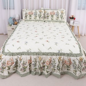 Acoinel Lightweight Cotton Bedspread Set Red Flowers - 1 of 4