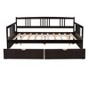 Wooden Daybed with 2 Drawers, Wood Slat Support, Safety Guardrails Sofa Day Bed Frame, No Box Spring Needed, for Bedroom, Guest Room, Living Room - 4 of 4