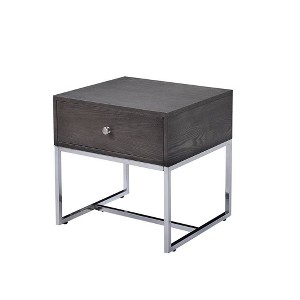 Acme Furniture Iban Accent Table Gray Oak/Chrome Finish - 1 of 4