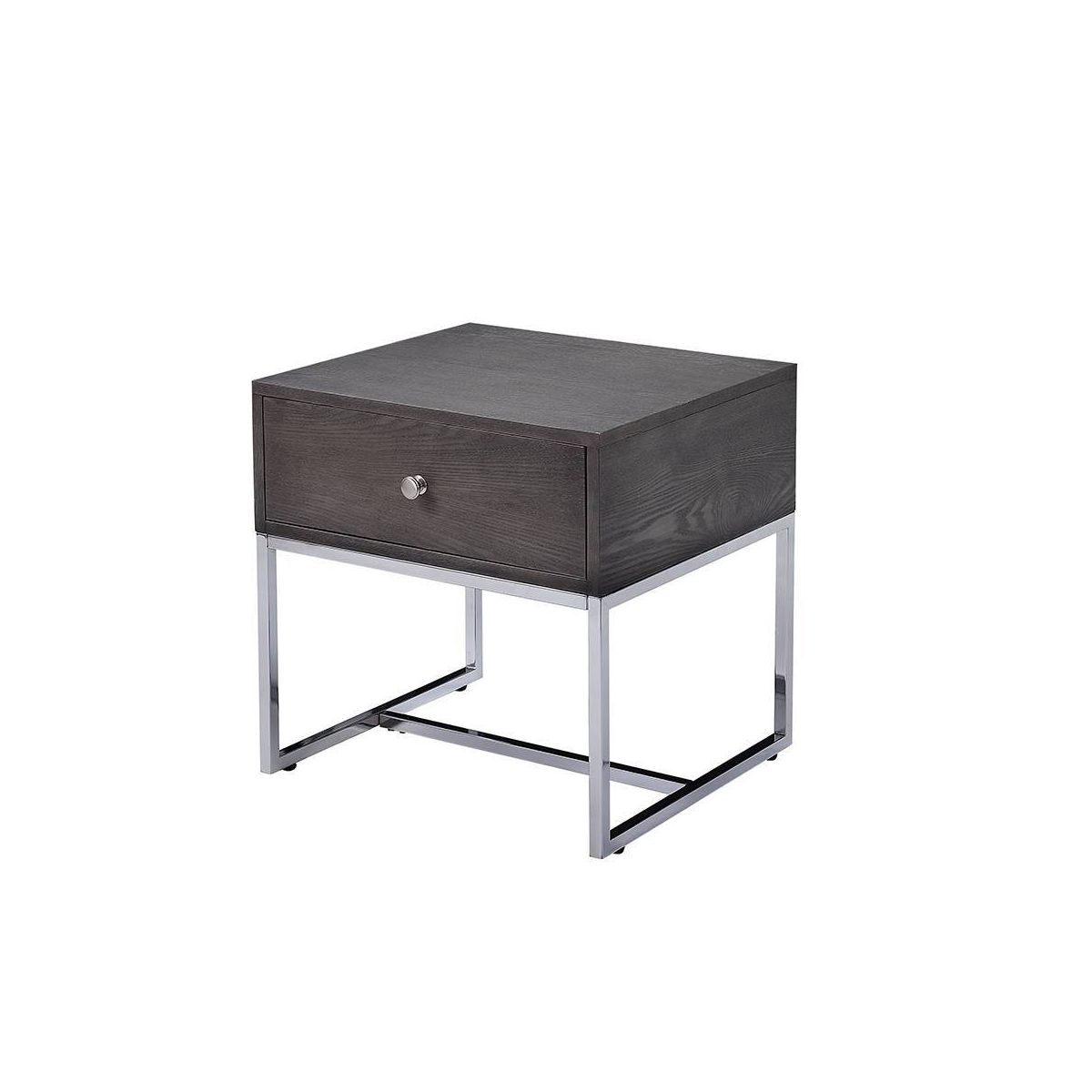 Acme Furniture Iban Accent Table Gray Oak/Chrome Finish