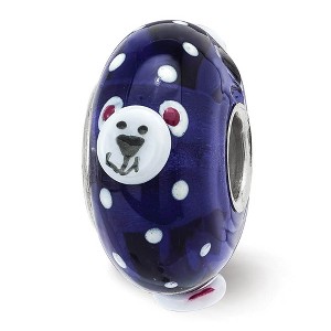 Black Bow Jewelry Fenton Sterling Silver RolyPoly Polar Bear 3D Glass Bead Charm - 1 of 4
