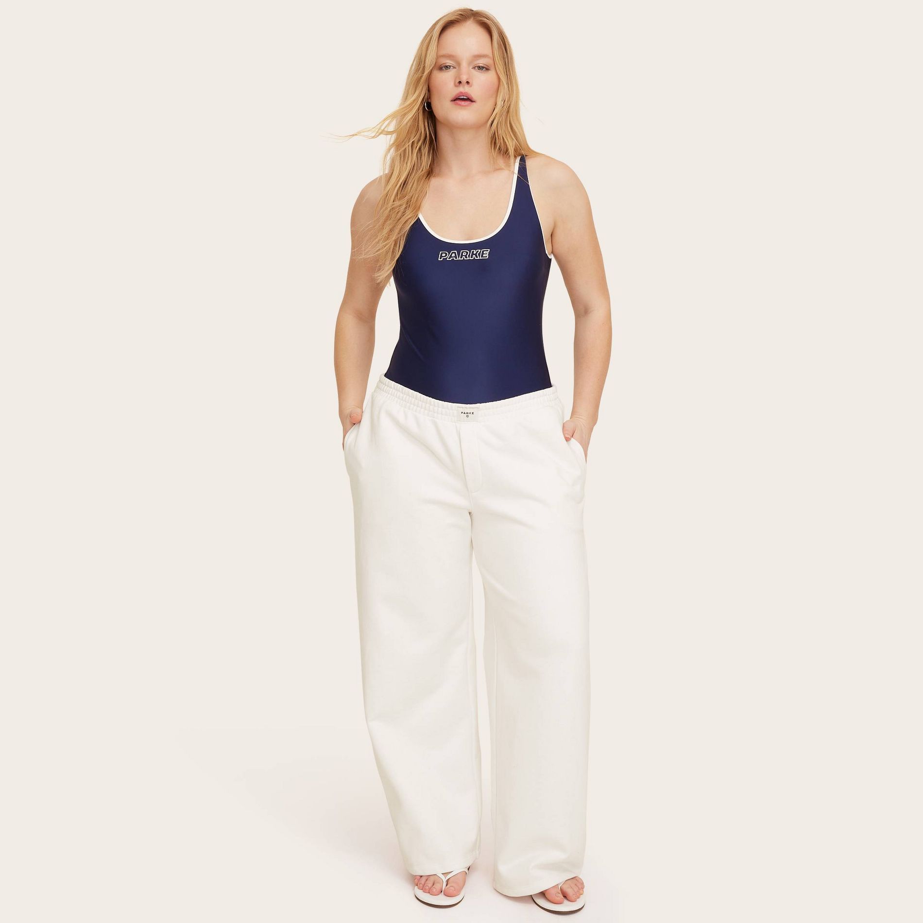 Women's High-Rise Boxer Sweatpants - Parke x Target Cream