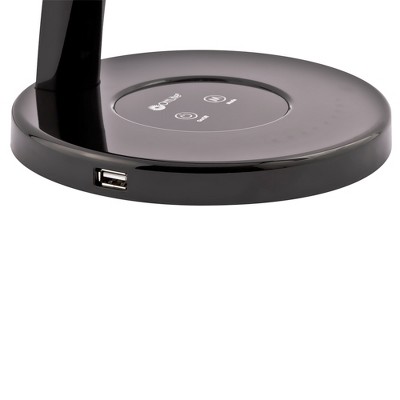 Black Adjustable Arc Touch LED Desk Lamp with USB Port