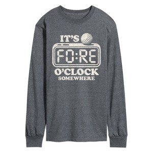 Men's - Instant Message - Golf Fore OClock Somewhere Long Sleeve Graphic T-Shirt - 1 of 4