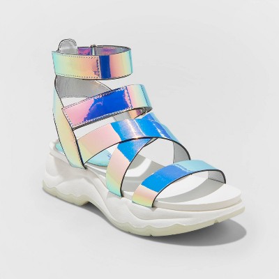 womens holographic sandals