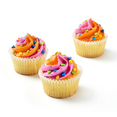 Summer Pink & Orange Swirl Vanilla Cupcakes - 10oz/12ct - Favorite Day™