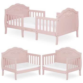 SweetPea Baby Rose 3-in-1 Convertible Toddler Bed in Lavender with New Zealand Pinewood White Safety Rail