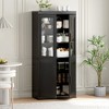 MAYEERTY 36x31x16 in Natural Wood Grain Storage Cabinet with Glass Door for Living Room & Bar Area - 3 of 4