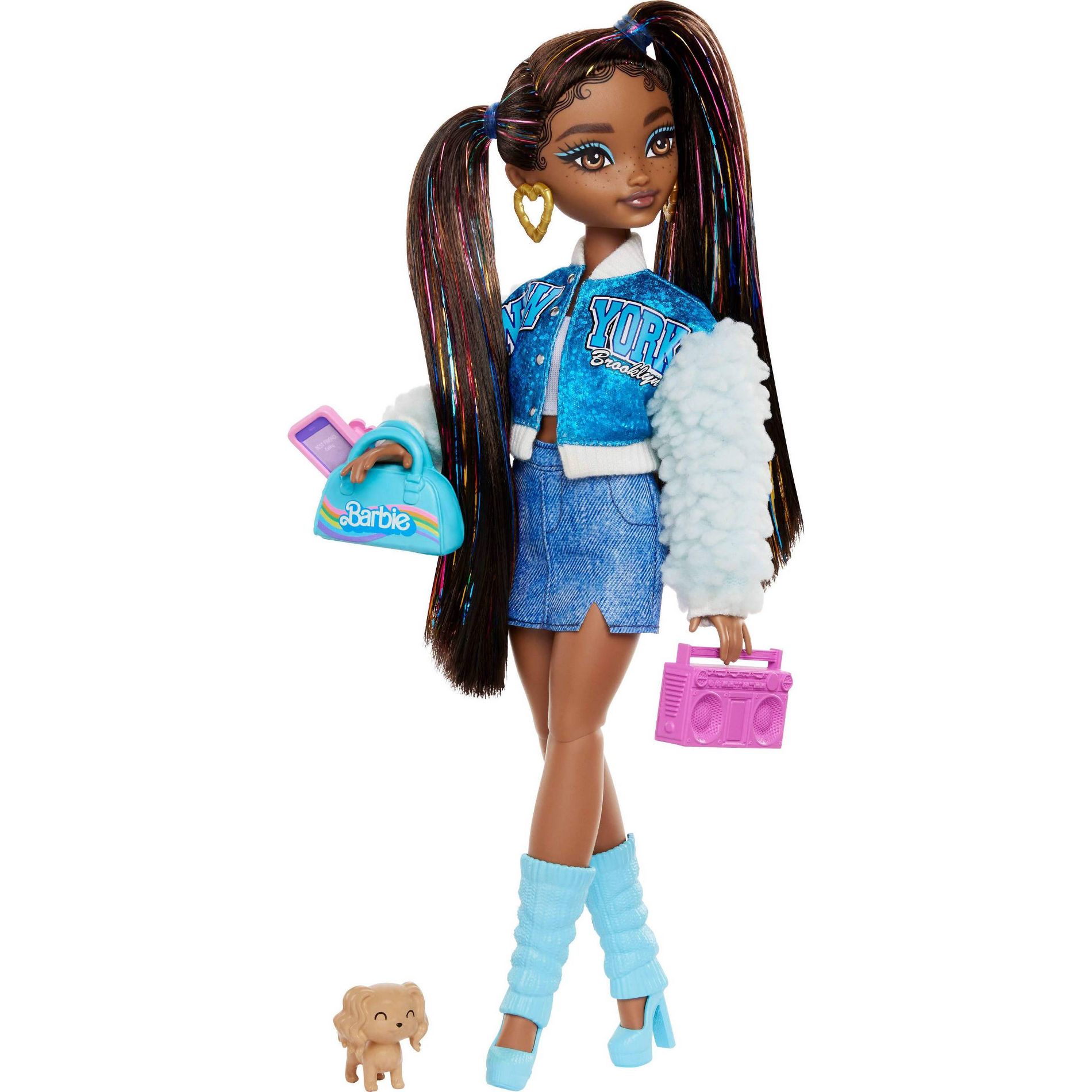 Barbie 12.7" Dream Besties Barbie Brooklyn Fashion Doll Brown Hair/Brown Eyes with Video & Music Themed Accessories