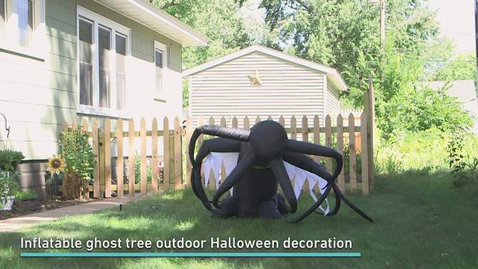 Sunnydaze Outdoor Nightmare Hollow Ghostly Tree Self-Inflating Halloween Inflatable Yard Decoration with LED Lights and Built-In Fan - 8', 2 of 14, play video