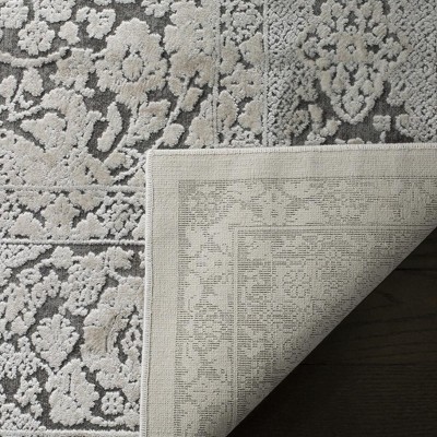 Dark Grey and Cream Hand-knotted Synthetic Area Rug 3' x 5'