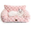 Soft Cat Couch Bed, Faux Fur Checkered Pet Sofa - 3 of 4