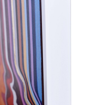 Colorful Vertical Stripes Art Print on Canvas with White Frame