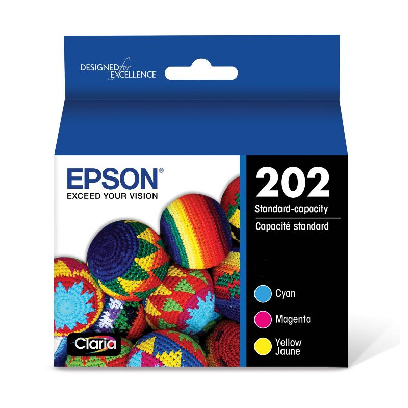 Epson 202 C/M/Y 3pk Ink Cartridges - Cyan Magenta Yellow (T202520-CP), 1 of 8