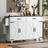Rolling Kitchen Island, with Spice Rack, Towel Rack, Open Side Racks, Power Outlet and Storage Drawers, Multiple Design Styles and Color Combinations - 4 of 4