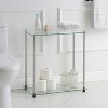 HomeStock Glass 2 Tier Chairside End Table, Sleek Narrow Side Table with Clear Glass Shelves and Sturdy Stainless Steel Legs - 3 of 4