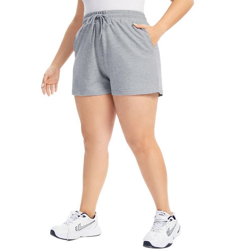 Women Plus Size Comfy Sweat Shorts Drawstring Elastic High Waist Casual Summer Yoga Lounge Shorts, 4 of 7