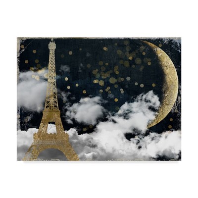 Cloud Cities Paris Gold and Black Canvas Art with Floater Frame