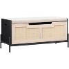 Acekool Rattan Storage Bench - Lift Top Entryway Organizer with Safety Hinges - 3 of 4