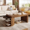 Tribesigns Coffee Table with Storage, 51-Inch Farmhouse Living Room Center Table with 3 Storage Shelves for Living Room,Easy Assembly, Rustic Brown - 3 of 4