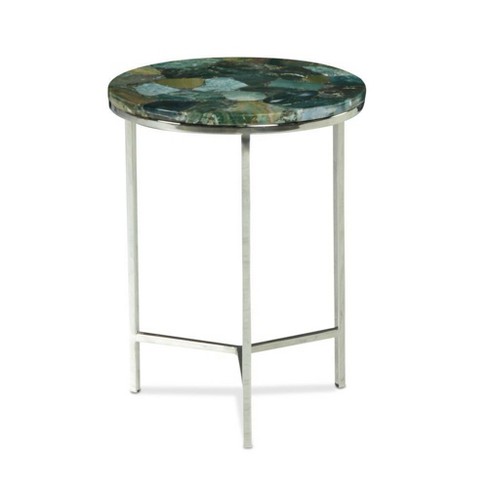 Foster Agate Top Round Chairside Table, Foster Gold Coffee Table With Glass Top