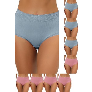 INSPIRE CHIC Women's High Waist Tummy Control Comfortable Lace Trim Ribbed Briefs 9 Packs - 1 of 4