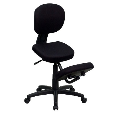 Emma and Oliver Mobile Ergonomic Kneeling Posture Task Office Chair in Black Fabric