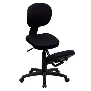 Emma and Oliver Mobile Ergonomic Kneeling Posture Task Office Chair in Black Fabric - 1 of 4