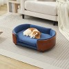 Elevated Dog Bed Pet Sofa with Solid Wood Legs and Bent Wood Back, Velvet Dog Bed with Removable Washable Cushion Cover - Cuddlewood - 2 of 4