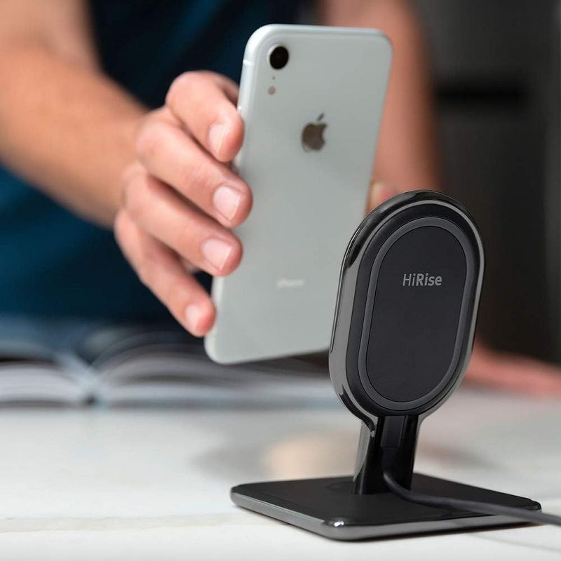 Twelve South HiRise Wireless Charging Port for Qi-Enabled Phones | 3-Way Wireless Charger with Upright Desktop Stand and Removable Power Disc, 2 of 8
