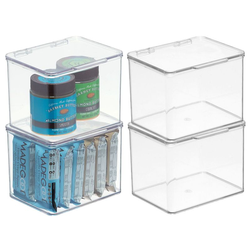 mDesign Kitchen Pantry/Fridge Storage Organizer Box - Hinge Lid, 4 Pack, 1 of 10
