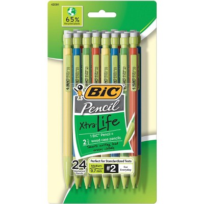 BIC Eco Life Pencils, 0.7 mm Tip, Assorted Color Barrels, pk of 24