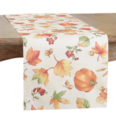 Saro Lifestyle Fall Pumpkin Design Dining Table Runner