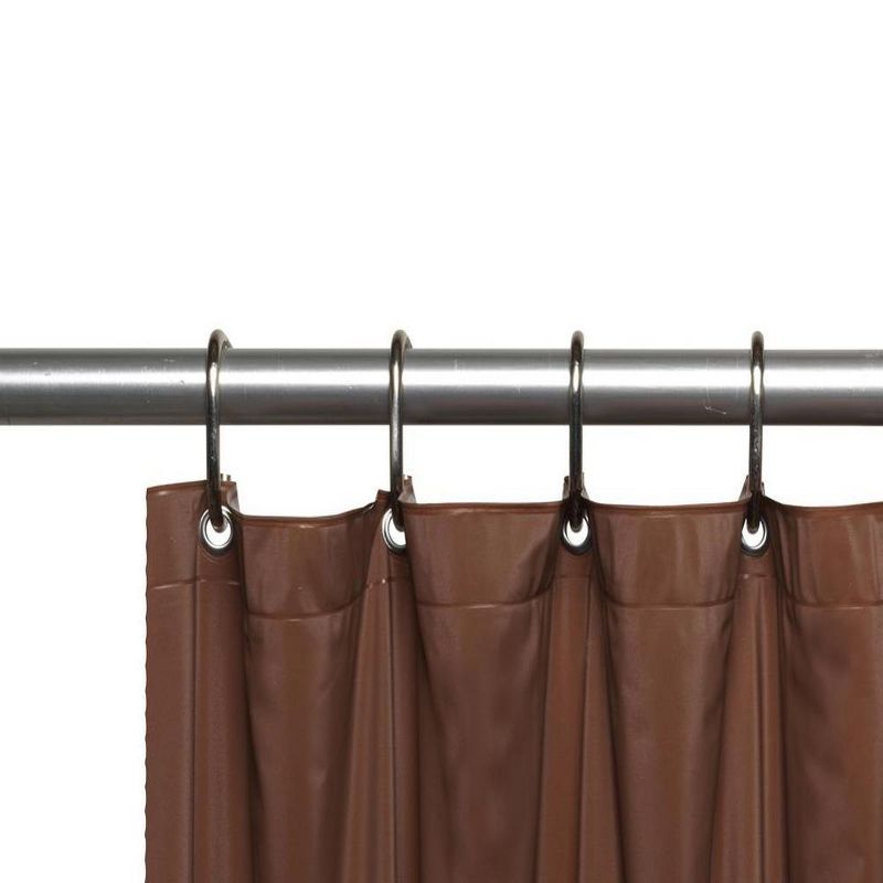 Carnation Home Fashions 3 Gauge Vinyl Shower Curtain Liner with Weighted Magnets and Metal Grommets - Brown 72x72", 2 of 4