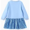 Disney Frozen Elsa Toddler Girl Sequin Dress Character Print Ruffle Sweatshirt Dress Long Sleeve Dresses - 2 of 4