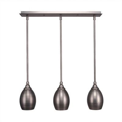 Toltec Lighting Any 3 - Light Chandelier in  Brushed Nickel with 5" Brushed Nickel Oval Metal Shade Shade