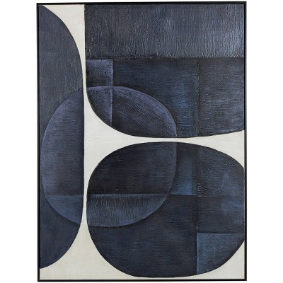 39 X 30 Canvas Abstract Colorblock Circle Shape Framed Wall Art With  Black Frame - Olivia & May : Target