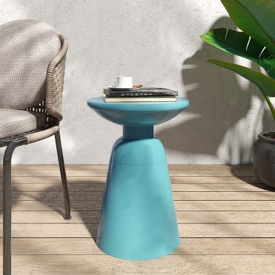 1 Piece Round Iron Outdoor Side Table,Small Round Minimalist Design End Table For Garden Backyard,No Assembly Required-Coolbibila