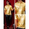Lars Amadeus Men's Shiny Collar Neck Short Sleeves Sparkle Club Party Polo T-Shirts - 4 of 4