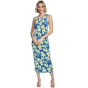 Calvin Klein Womens Floral Ruched Midi Dress - 1 of 1