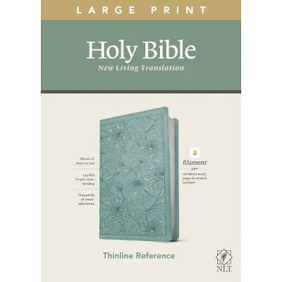 NLT Large Print Thinline Reference Bible, Filament Enabled Edition (Red Letter, Leatherlike, Floral/Teal) - (Leather Bound)